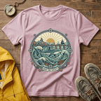 Coastal Sunrise T-Shirt — Nautical Ocean Waves Graphic Tee