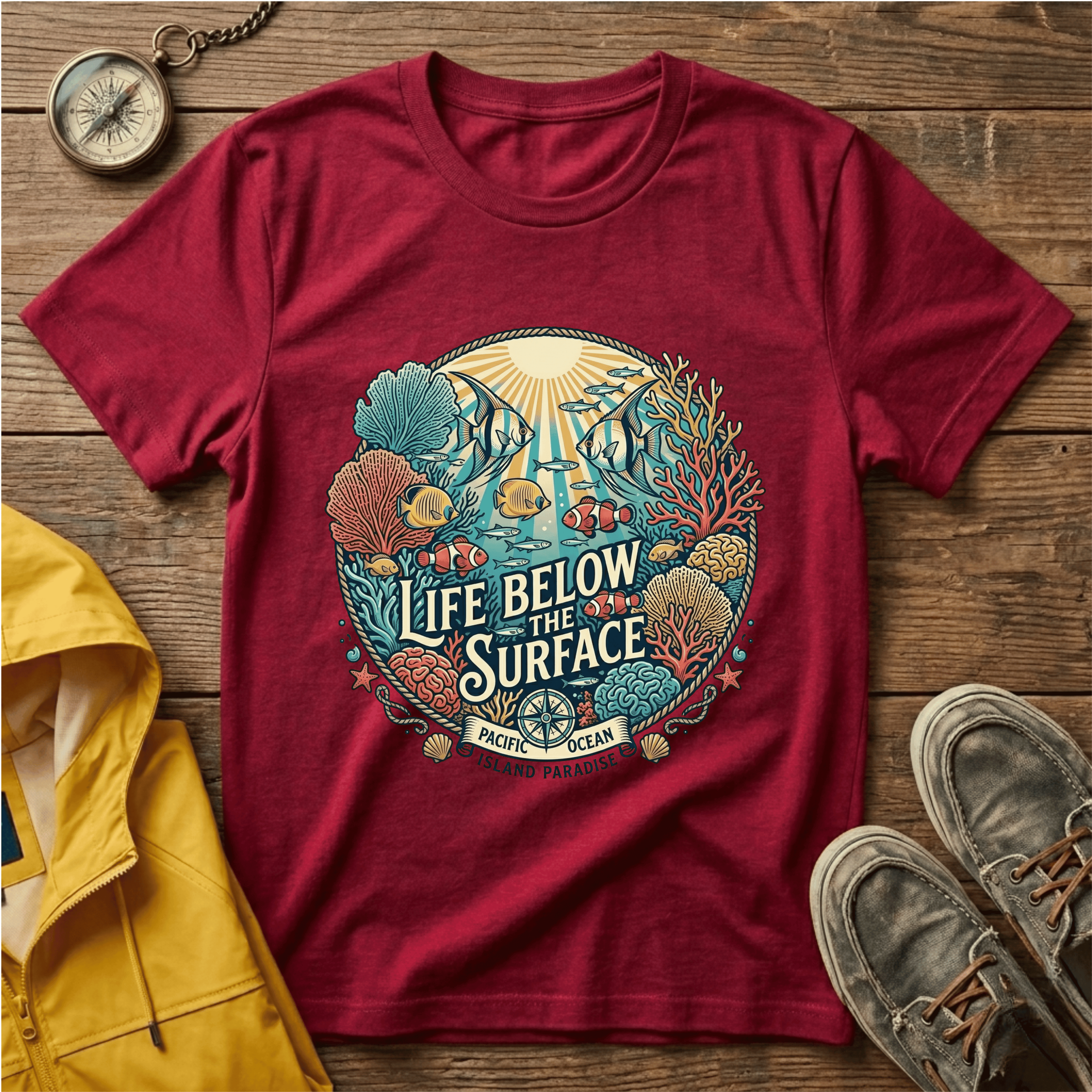 Life Below Surface T-Shirt — Retro Underwater Ocean Scene