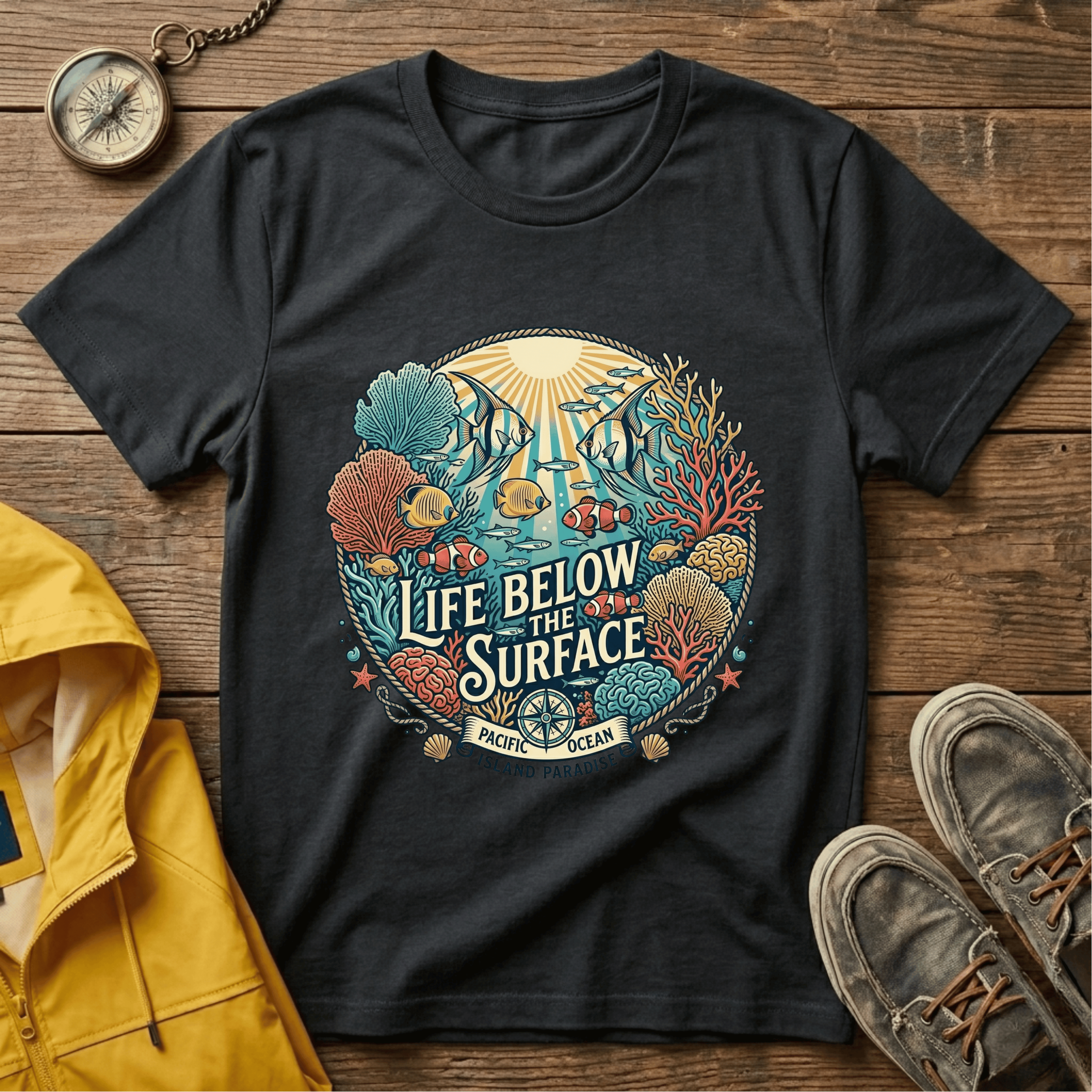 Life Below Surface T-Shirt — Retro Underwater Ocean Scene