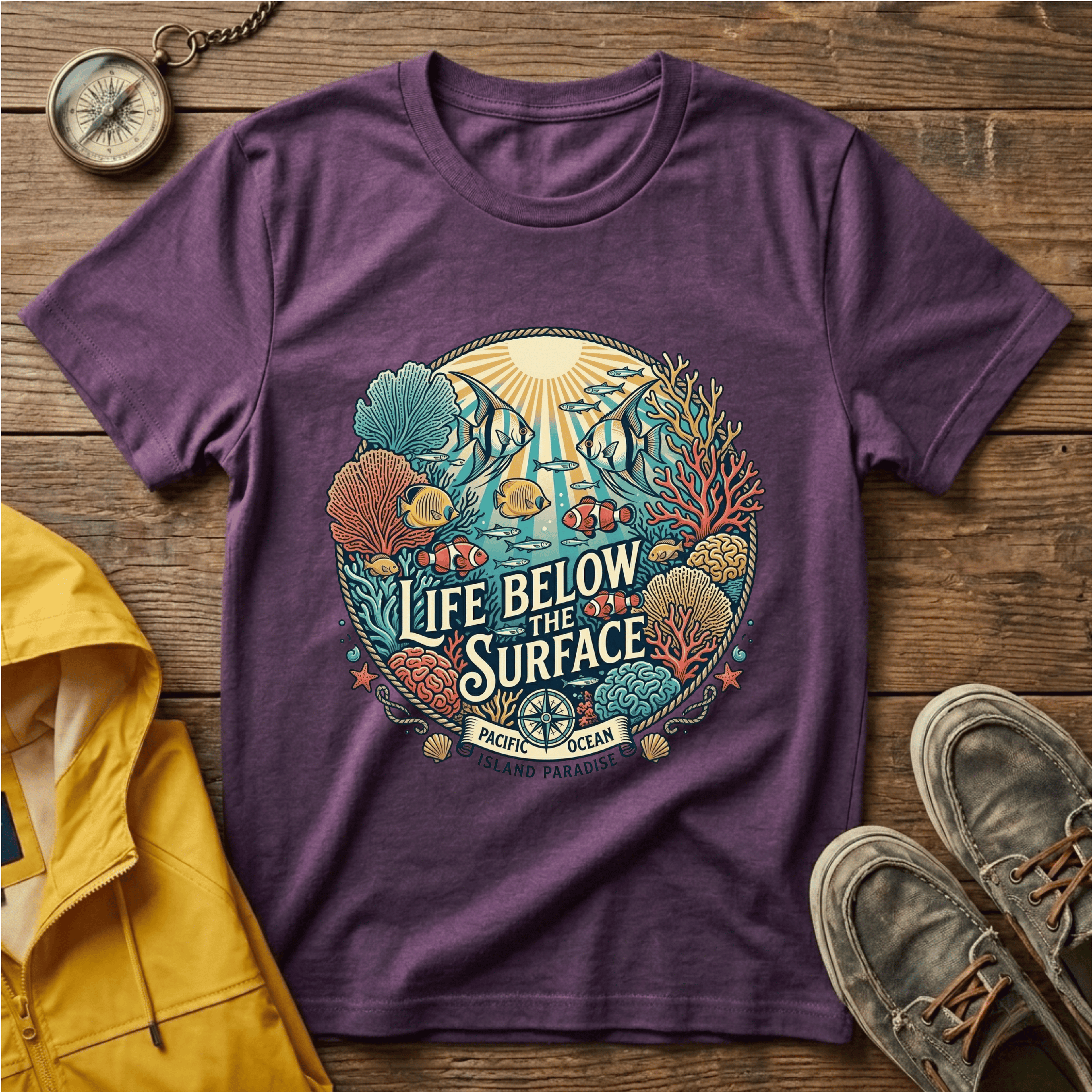 Life Below Surface T-Shirt — Retro Underwater Ocean Scene