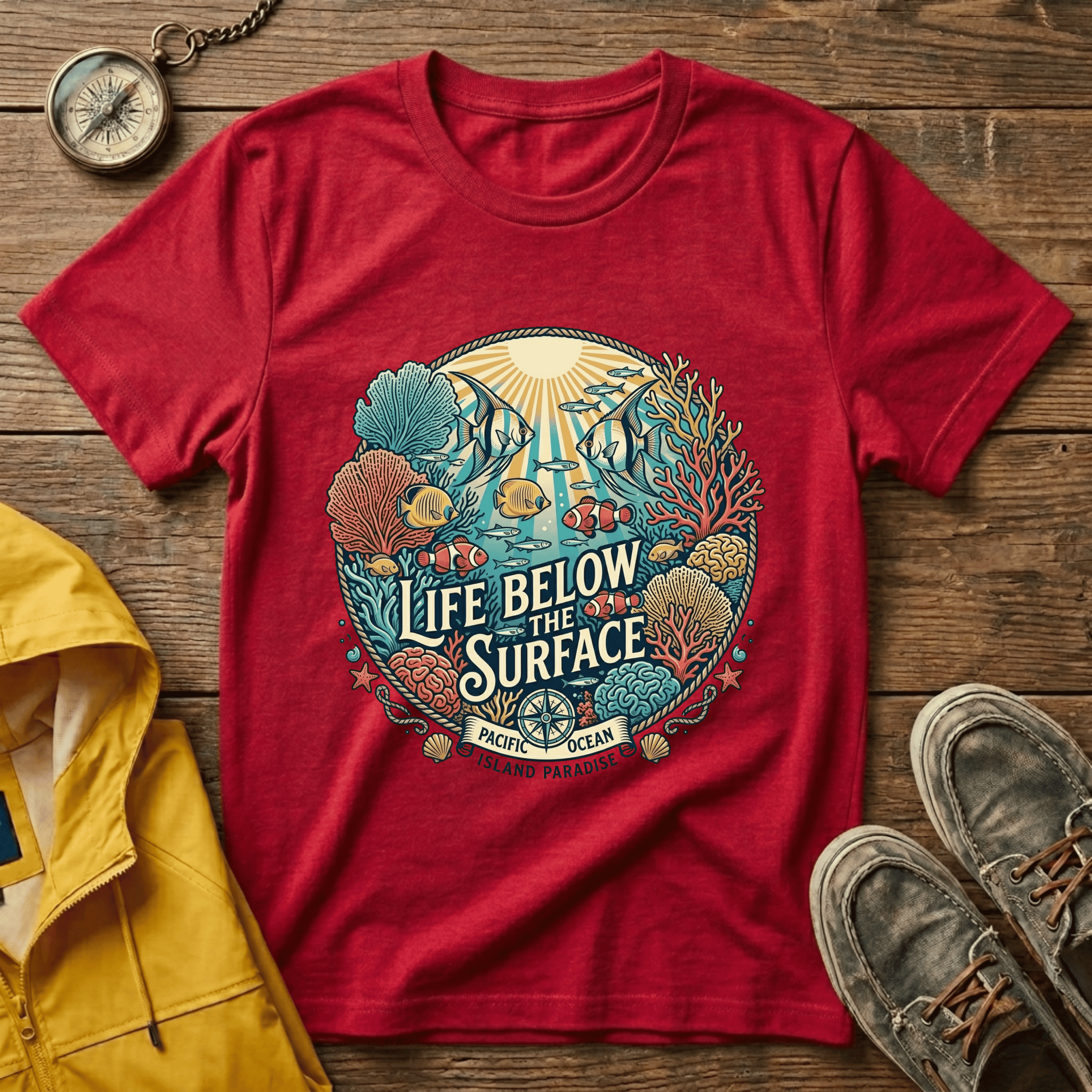 Life Below Surface T-Shirt — Retro Underwater Ocean Scene