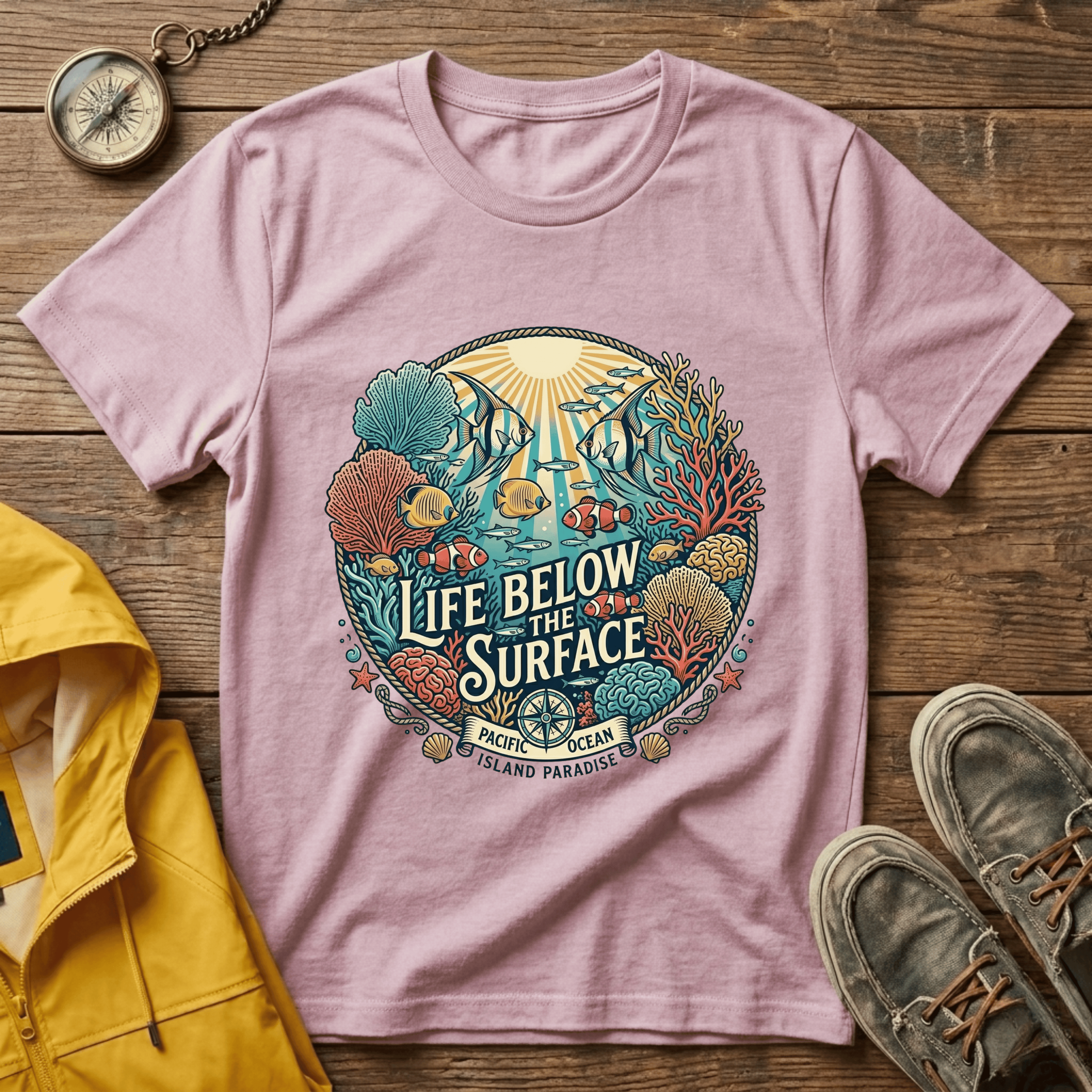 Life Below Surface T-Shirt — Retro Underwater Ocean Scene