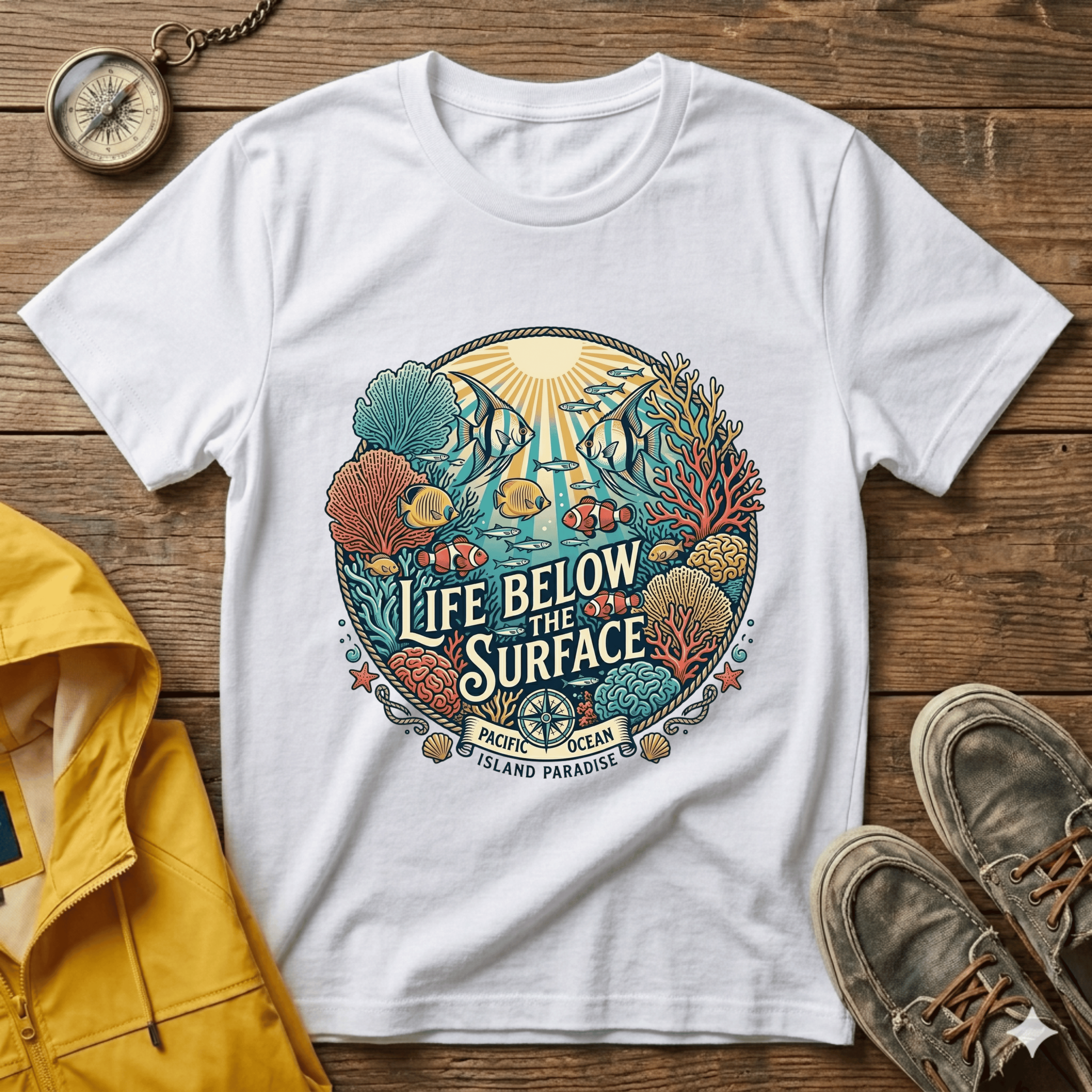 Life Below Surface T-Shirt — Retro Underwater Ocean Scene