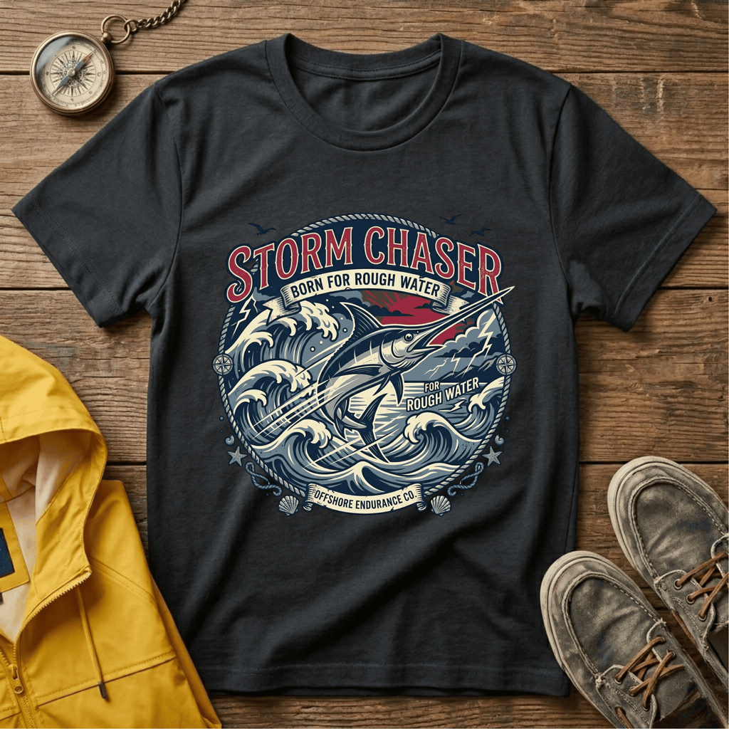 Storm Chaser T-Shirt — 'Born for Rough Water' Nautical Adventure Tee
