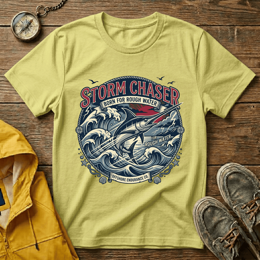 Storm Chaser T-Shirt — 'Born for Rough Water' Nautical Adventure Tee