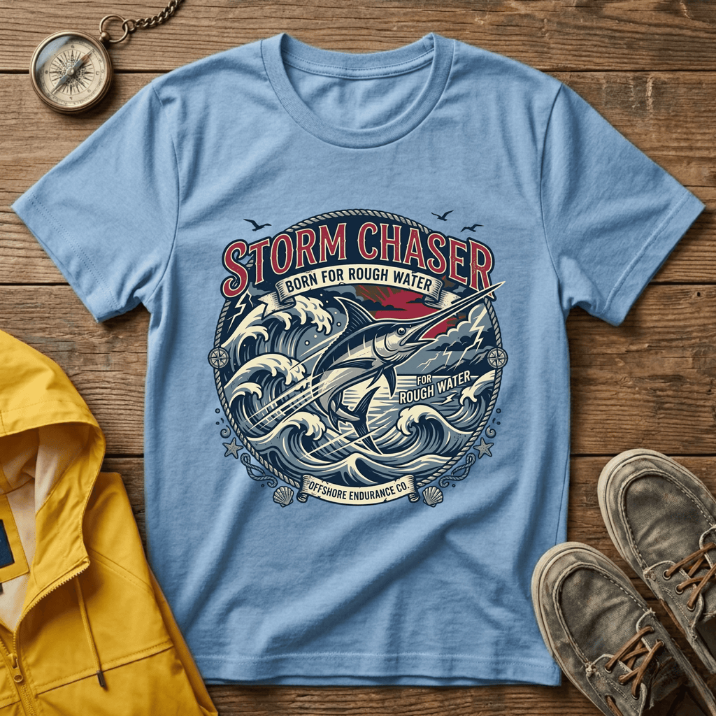 Storm Chaser T-Shirt — 'Born for Rough Water' Nautical Adventure Tee