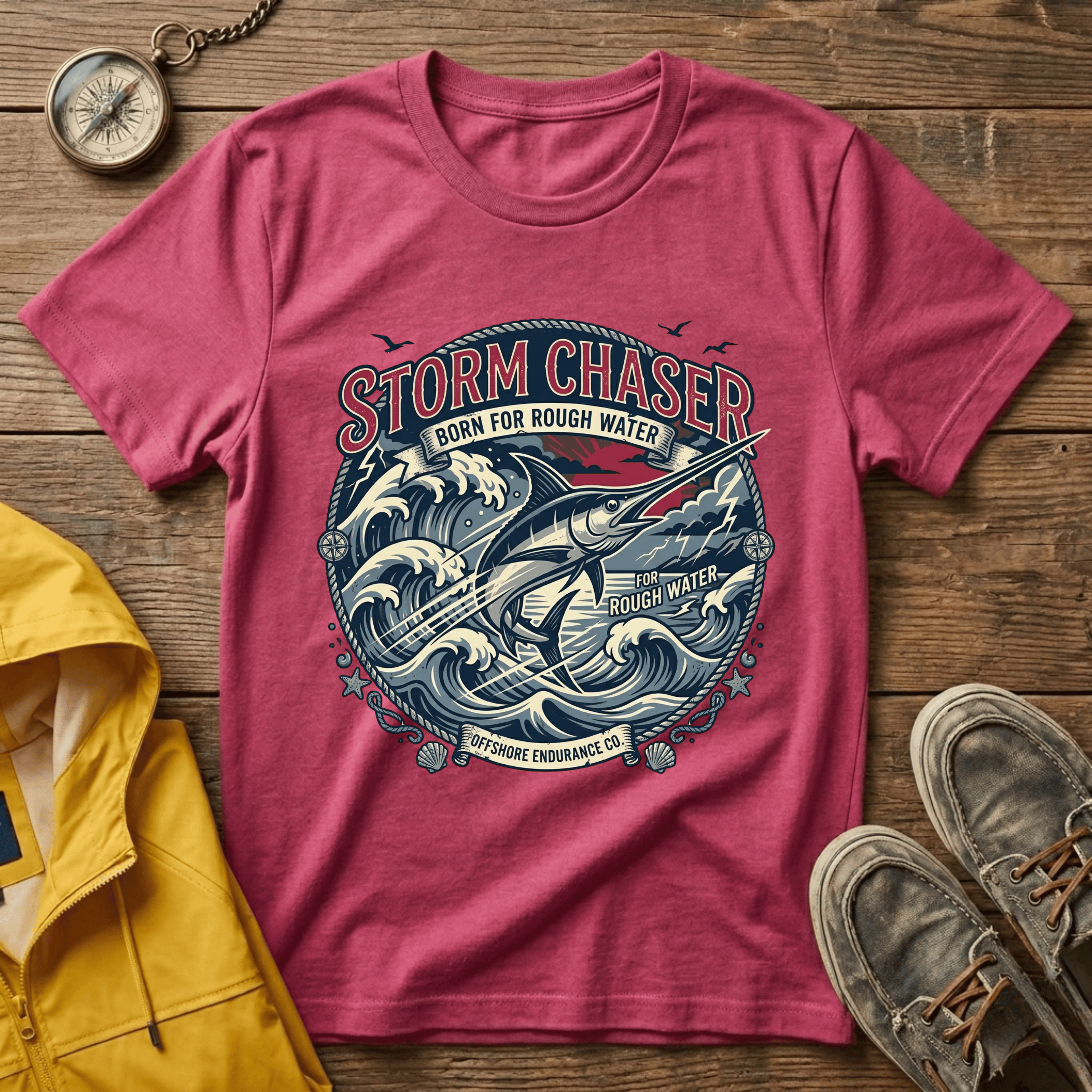 Storm Chaser T-Shirt — 'Born for Rough Water' Nautical Adventure Tee