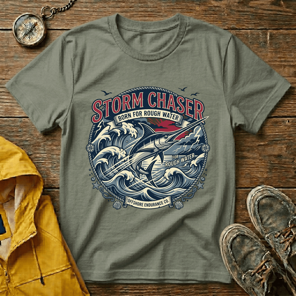 Storm Chaser T-Shirt — 'Born for Rough Water' Nautical Adventure Tee