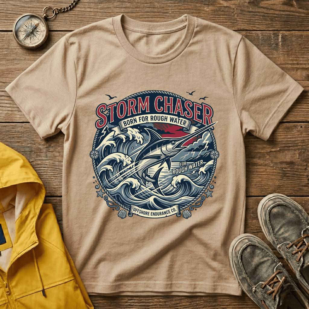 Storm Chaser T-Shirt — 'Born for Rough Water' Nautical Adventure Tee