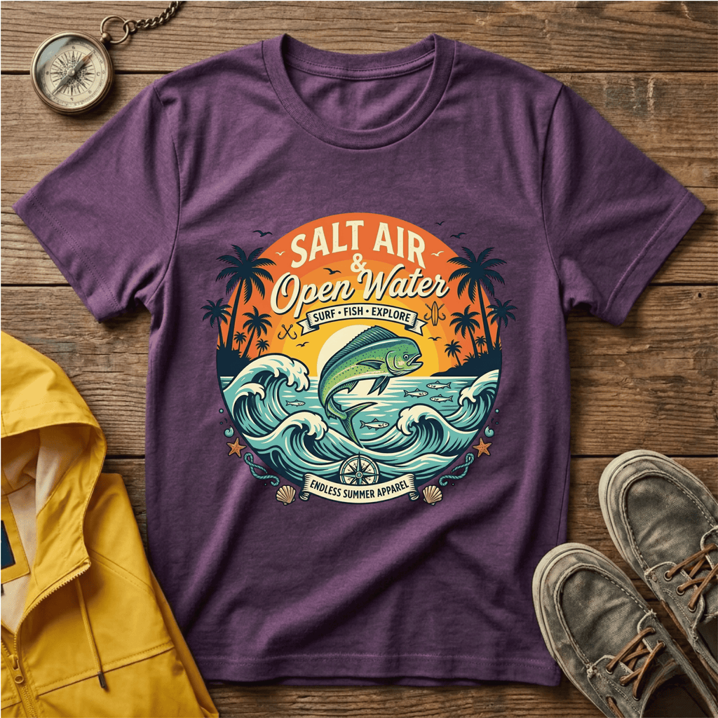 Salt Air & Open Water Surf T-Shirt — Vintage Ocean Waves Tee