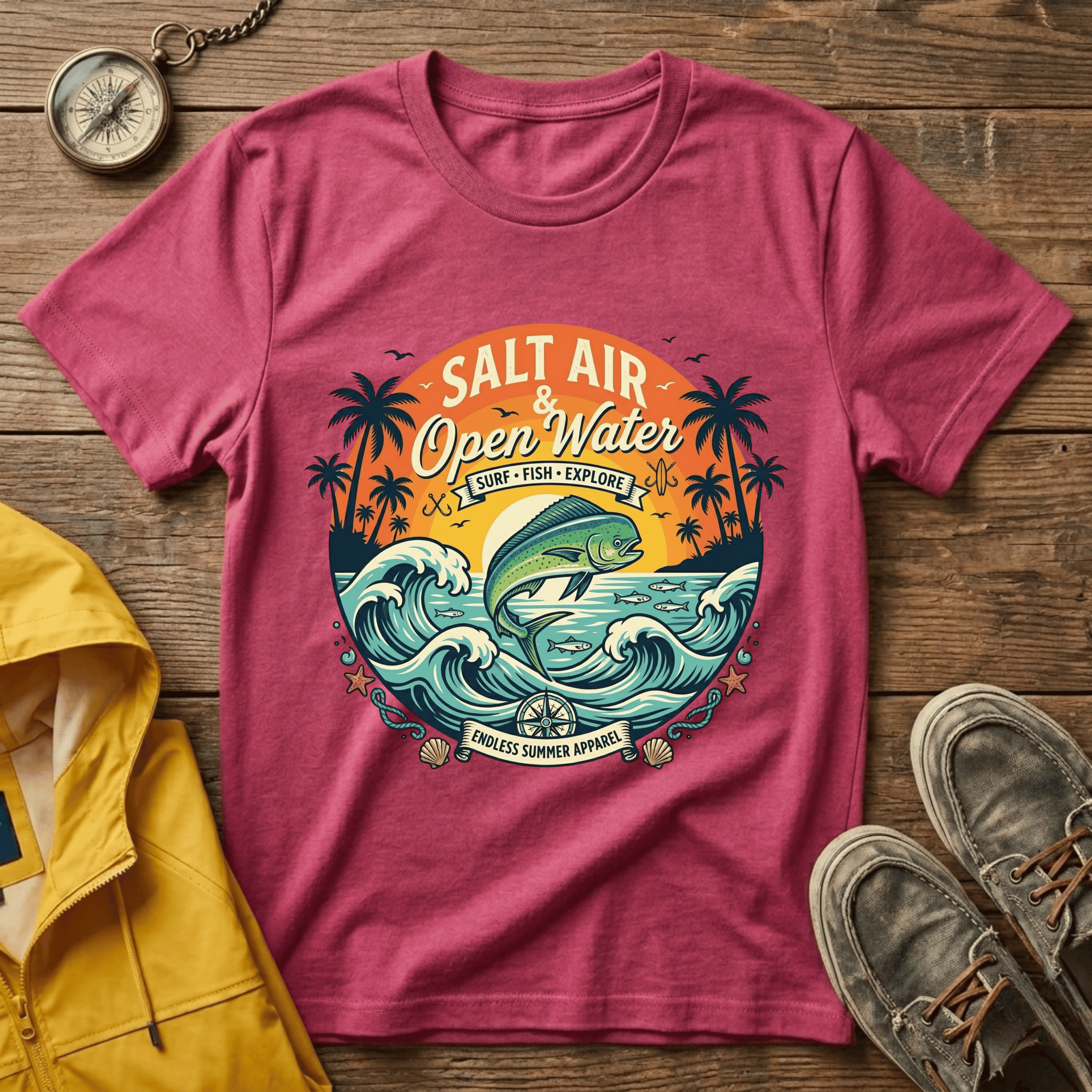 Salt Air & Open Water Surf T-Shirt — Vintage Ocean Waves Tee
