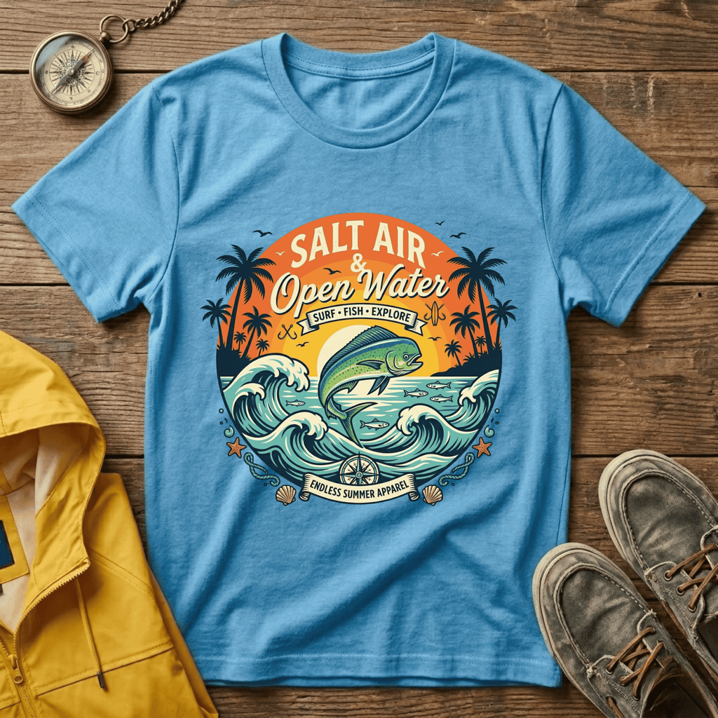 Salt Air & Open Water Surf T-Shirt — Vintage Ocean Waves Tee