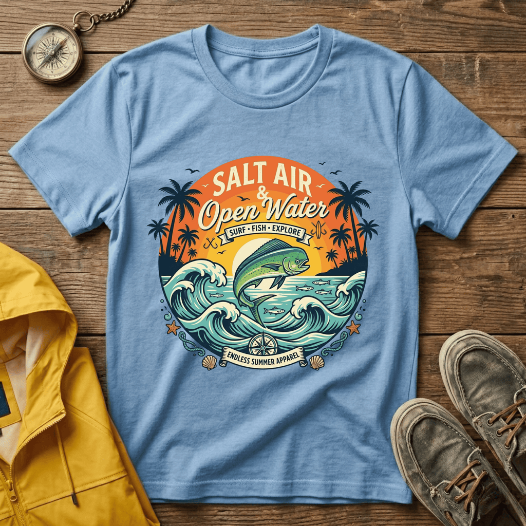 Salt Air & Open Water Surf T-Shirt — Vintage Ocean Waves Tee