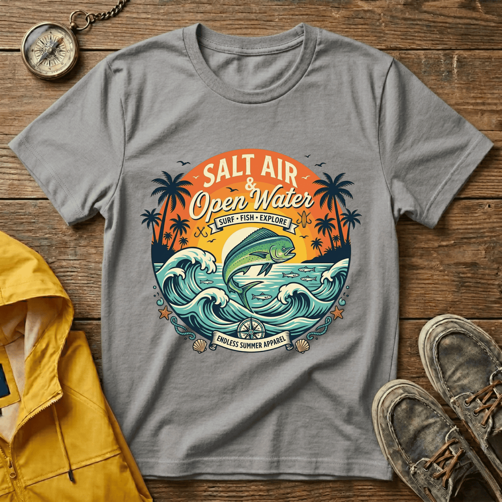 Salt Air & Open Water Surf T-Shirt — Vintage Ocean Waves Tee