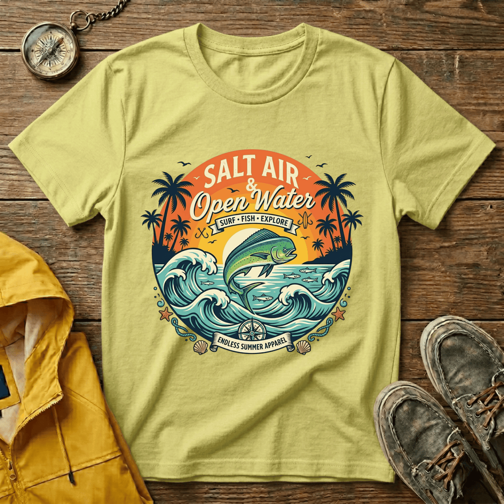 Salt Air & Open Water Surf T-Shirt — Vintage Ocean Waves Tee