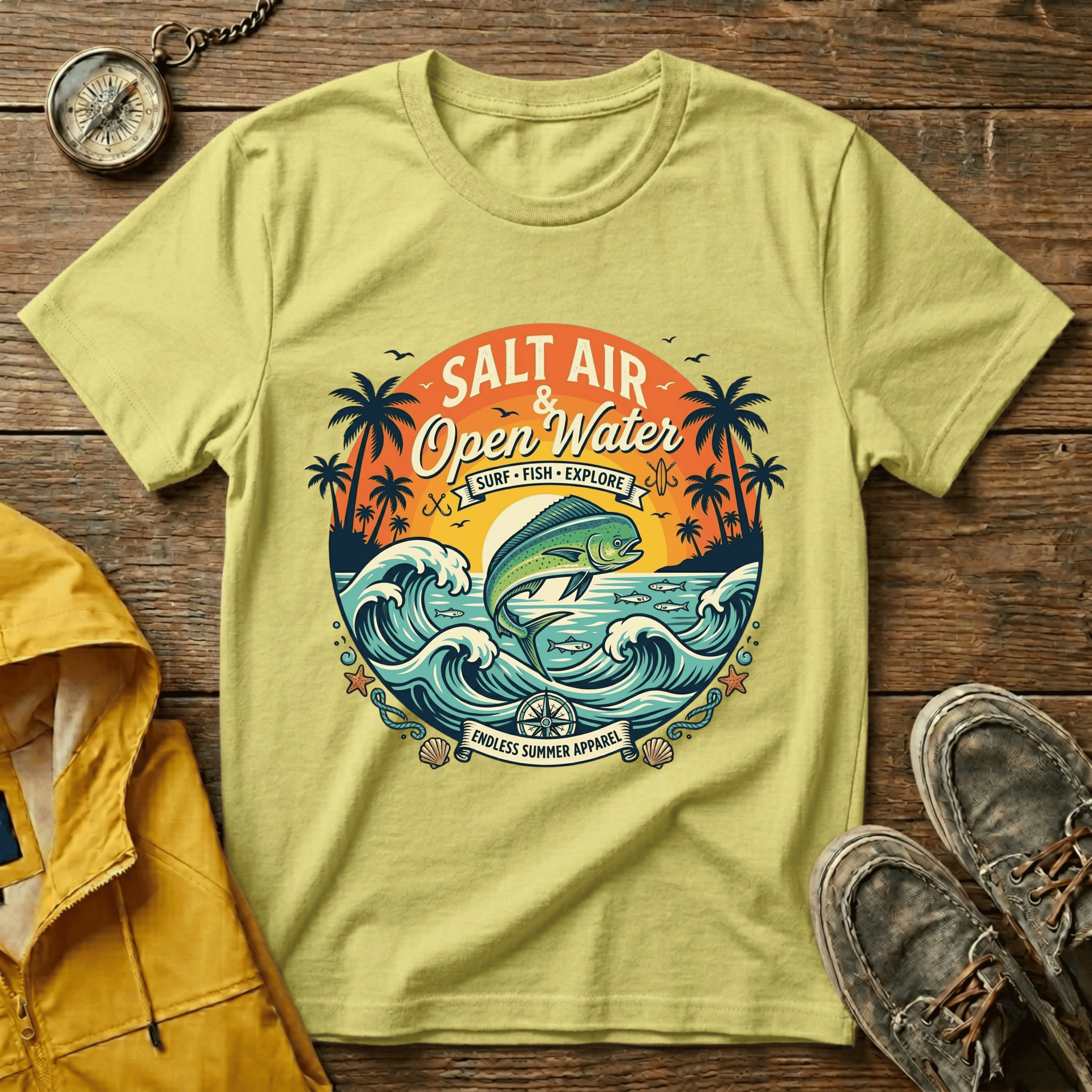 Salt Air & Open Water Surf T-Shirt — Vintage Ocean Waves Tee
