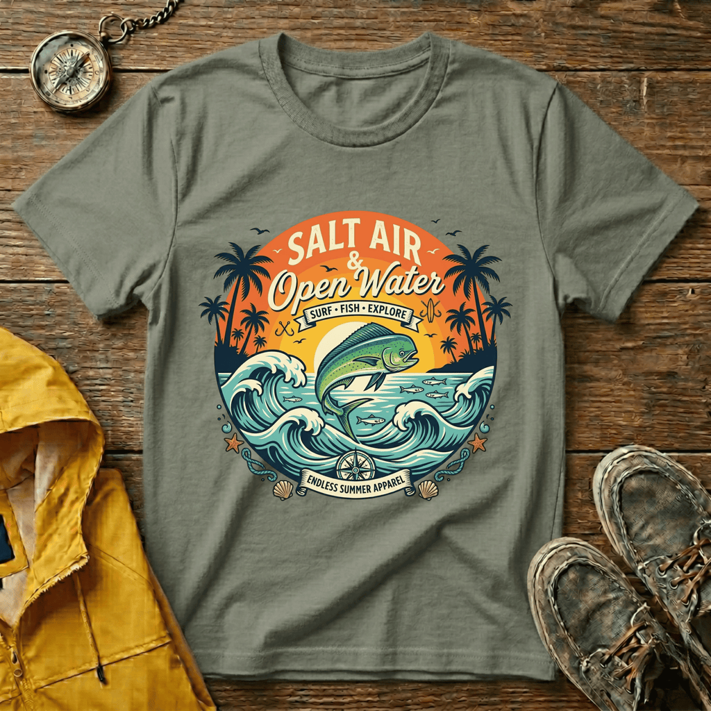 Salt Air & Open Water Surf T-Shirt — Vintage Ocean Waves Tee