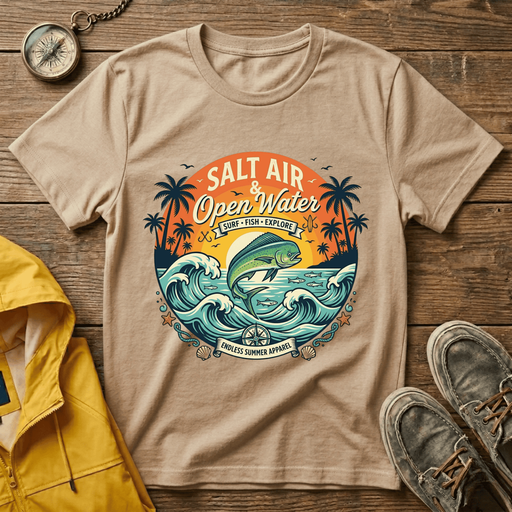 Salt Air & Open Water Surf T-Shirt — Vintage Ocean Waves Tee