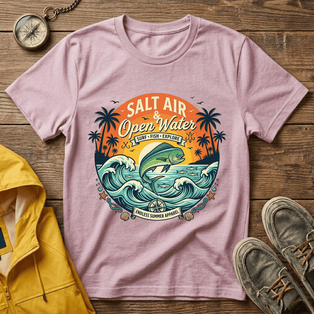Salt Air & Open Water Surf T-Shirt — Vintage Ocean Waves Tee