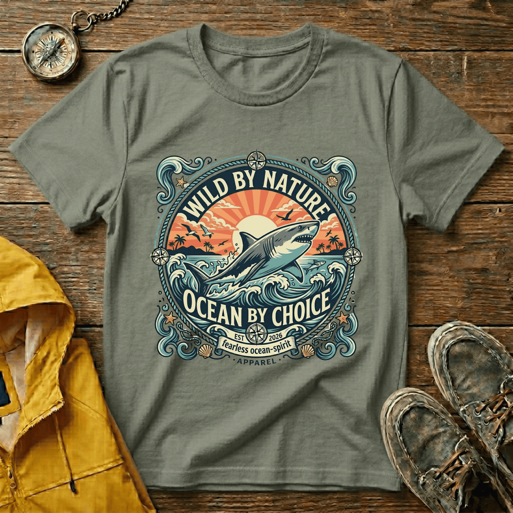 Wild By Nature Shark T-Shirt — "Ocean By Choice" Vintage Surf Graphic