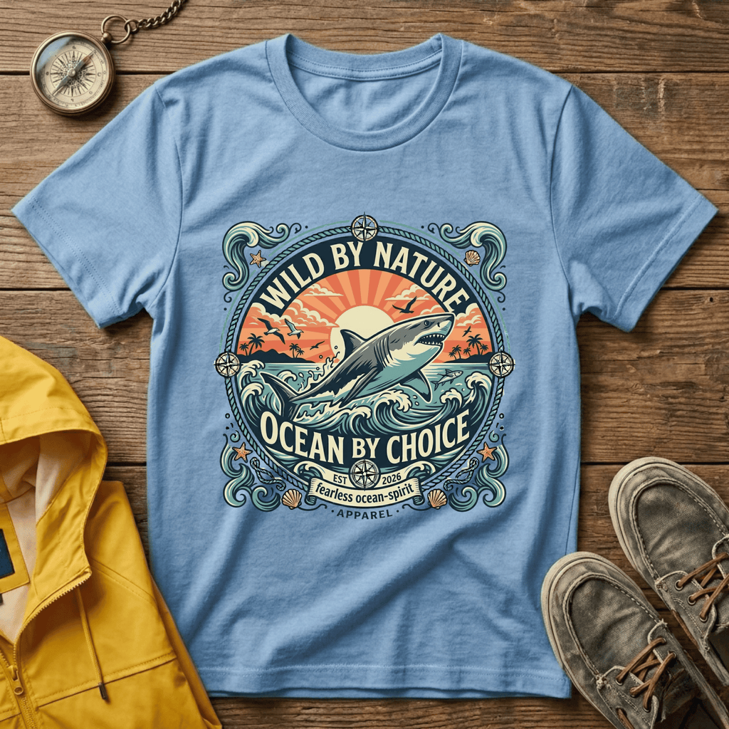 Wild By Nature Shark T-Shirt — "Ocean By Choice" Vintage Surf Graphic