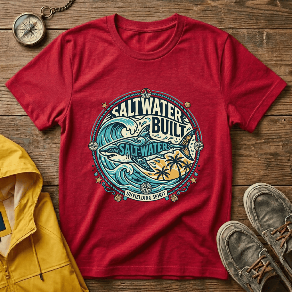 Saltwater Built Graphic T-Shirt — Coastal Surf Wave Tee