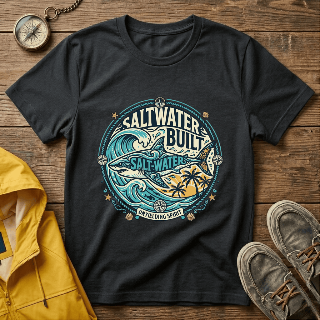 Saltwater Built Graphic T-Shirt — Coastal Surf Wave Tee