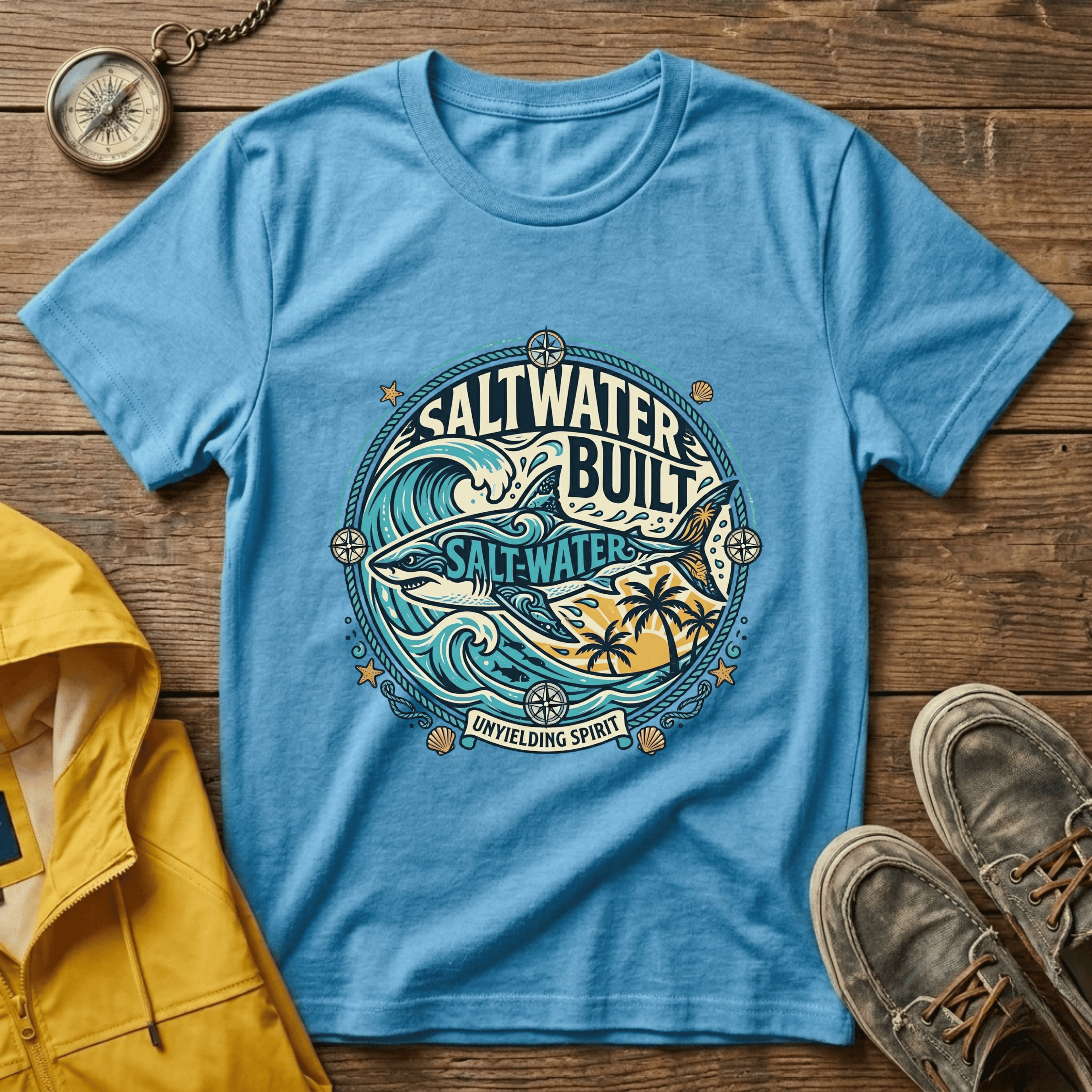 Saltwater Built Graphic T-Shirt — Coastal Surf Wave Tee