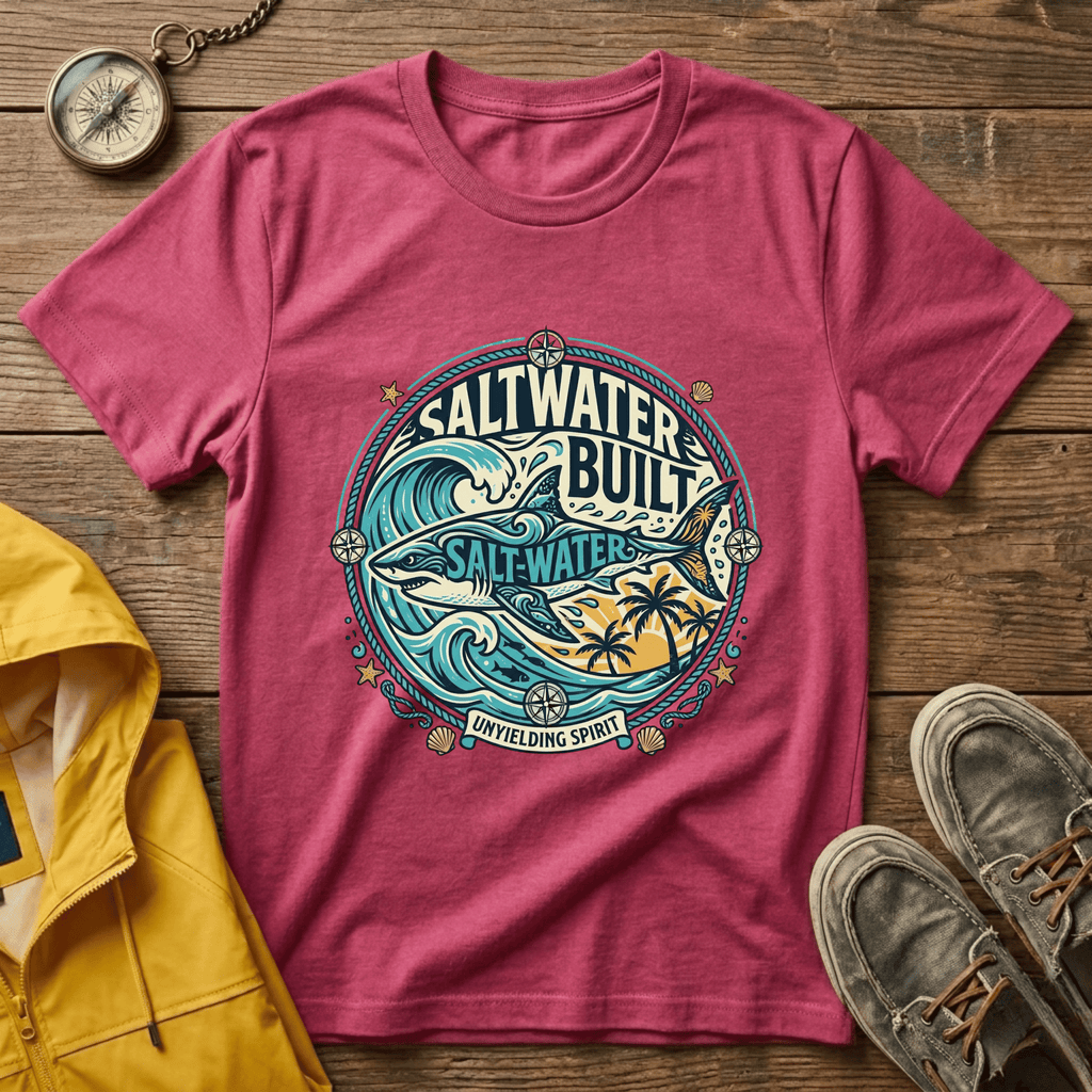 Saltwater Built Graphic T-Shirt — Coastal Surf Wave Tee