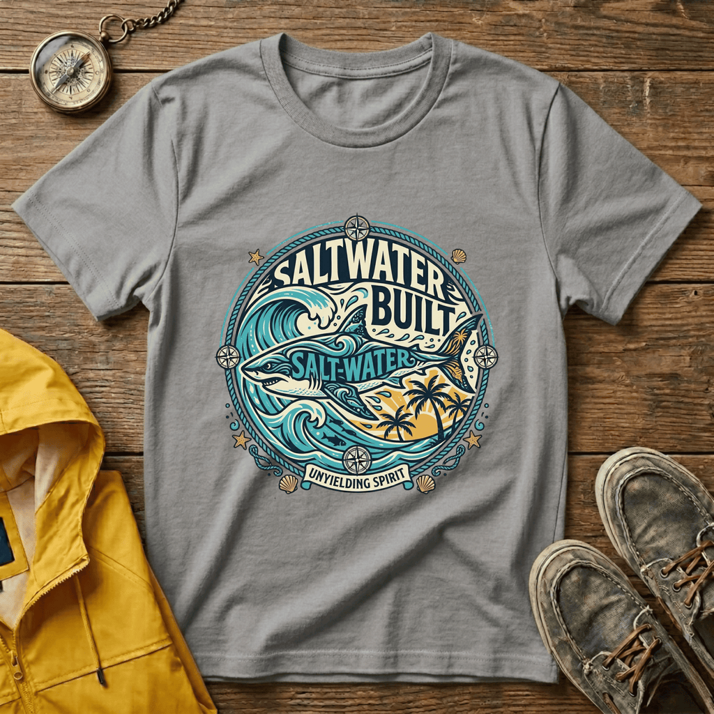 Saltwater Built Graphic T-Shirt — Coastal Surf Wave Tee