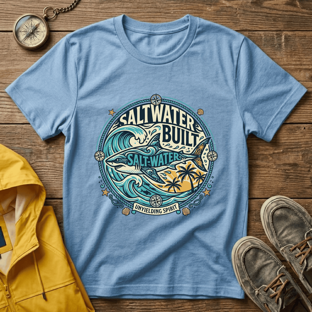 Saltwater Built Graphic T-Shirt — Coastal Surf Wave Tee