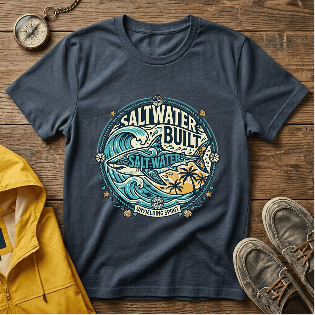 Saltwater Built Graphic T-Shirt — Coastal Surf Wave Tee