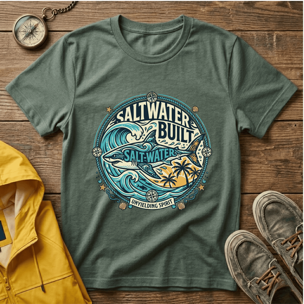 Saltwater Built Graphic T-Shirt — Coastal Surf Wave Tee