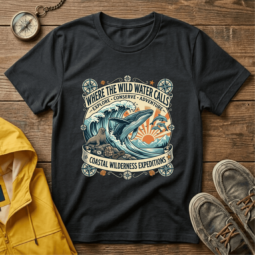 Where The Wild Water Calls T-Shirt — Coastal Adventure Whale Graphic Tee
