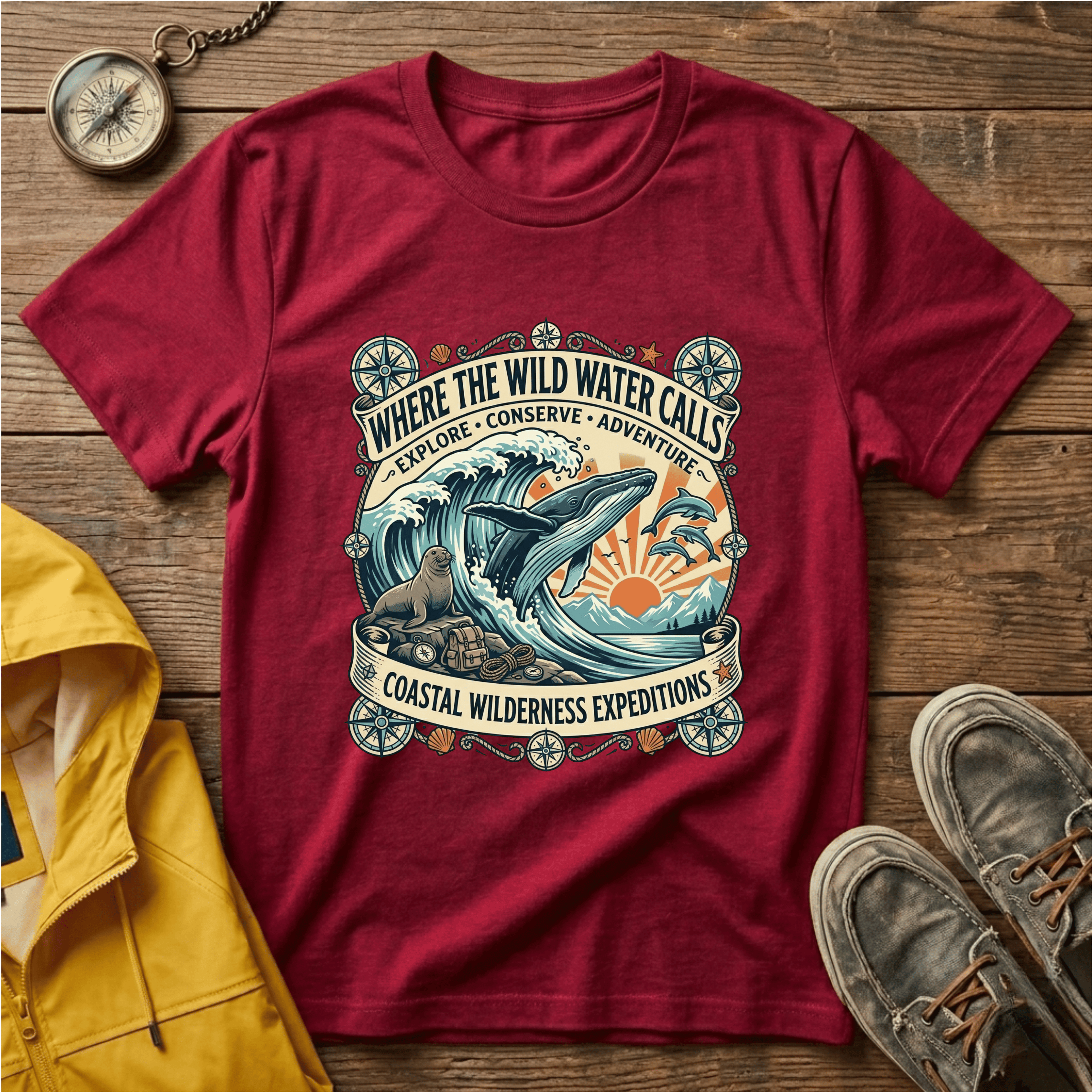 Where The Wild Water Calls T-Shirt — Coastal Adventure Whale Graphic Tee