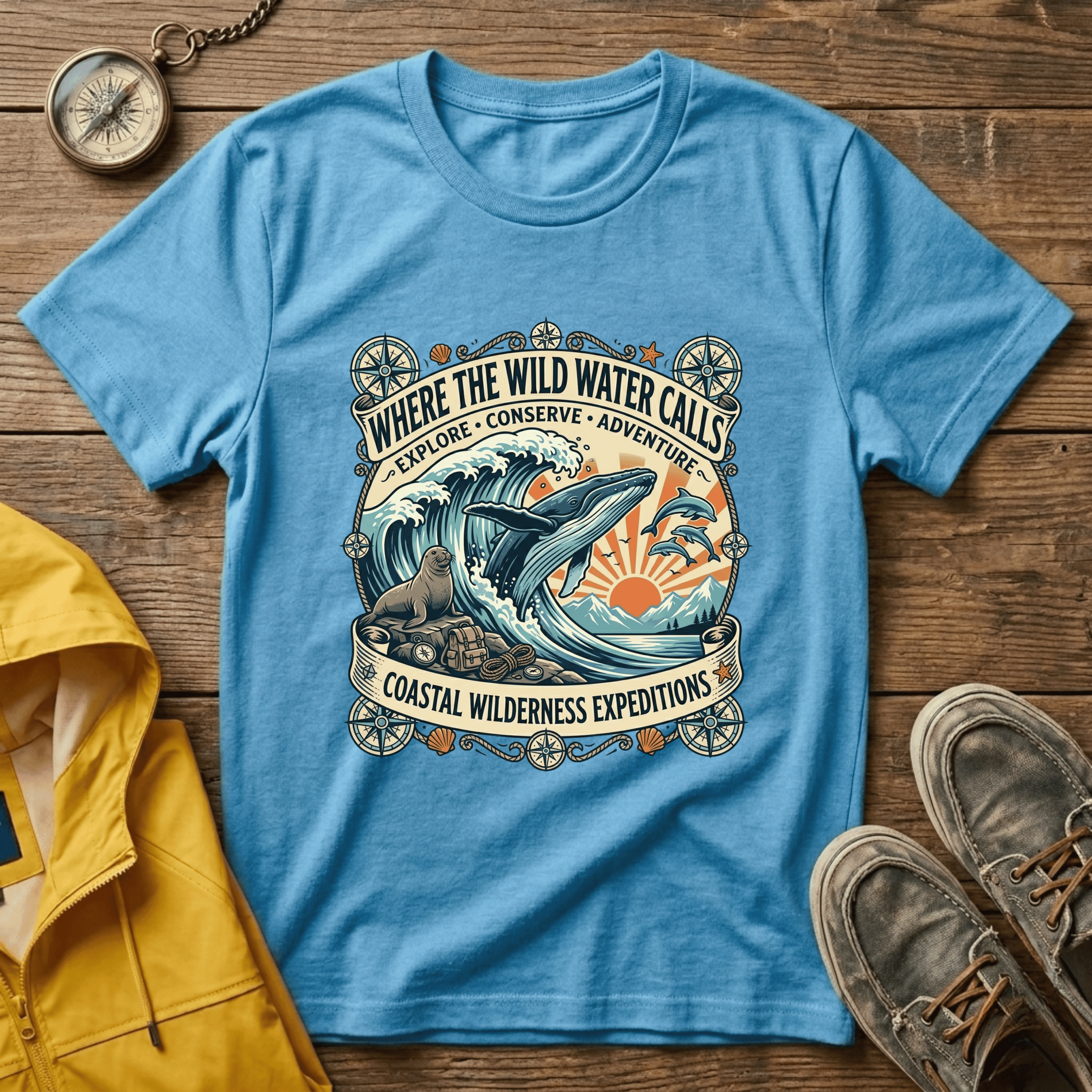 Where The Wild Water Calls T-Shirt — Coastal Adventure Whale Graphic Tee