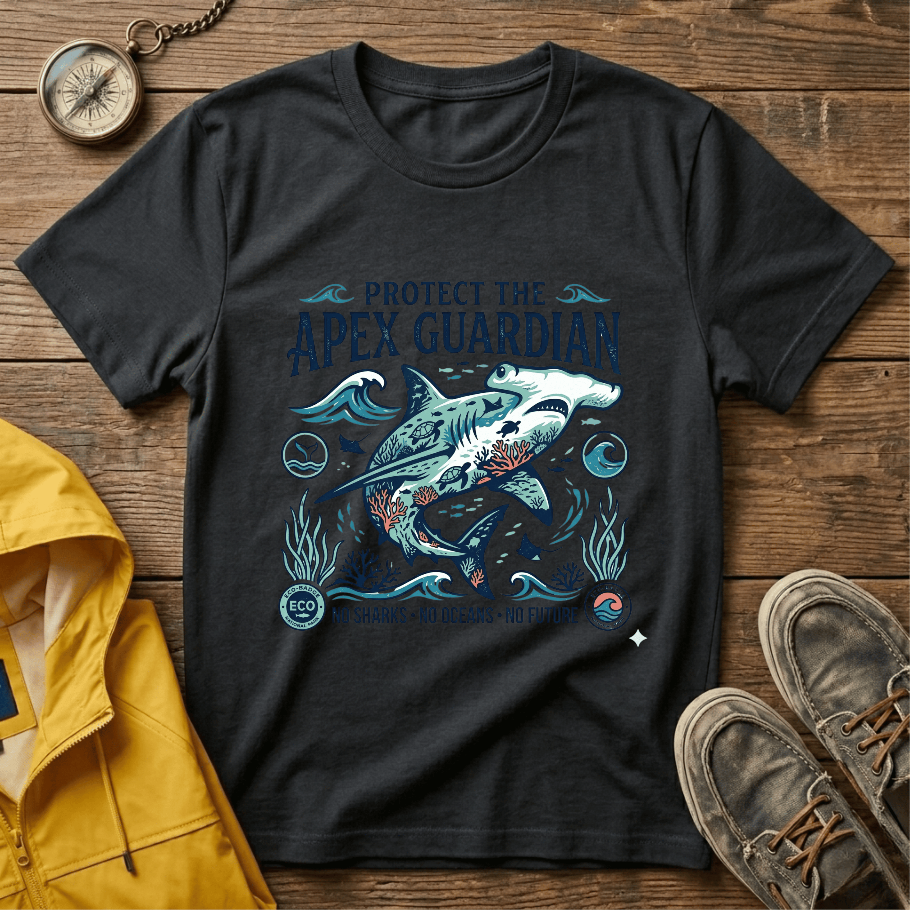Protect the Apex Guardian Shark T-Shirt — Marine Conservation Graphic Tee