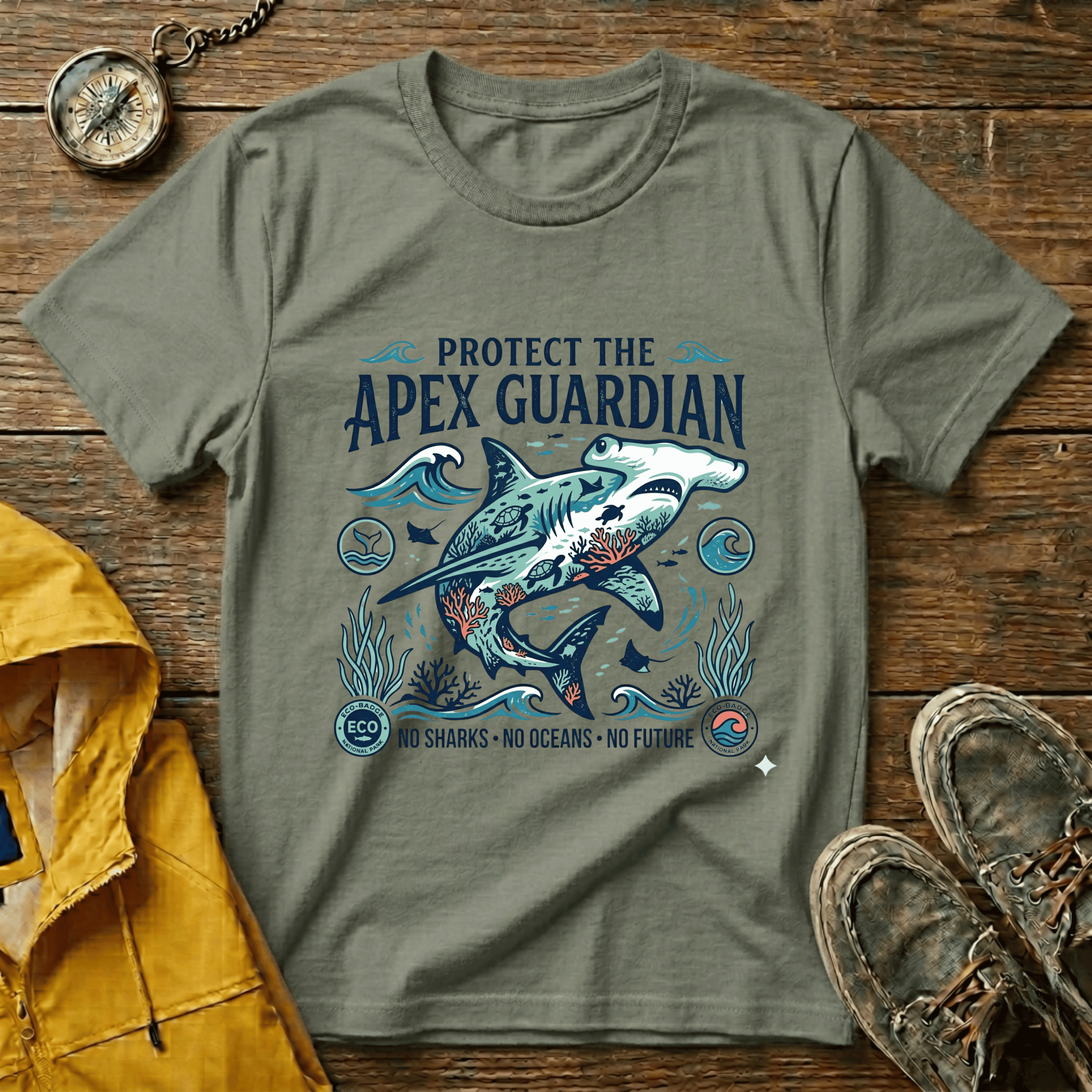Protect the Apex Guardian Shark T-Shirt — Marine Conservation Graphic Tee