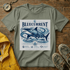 Bluecurrent Shark Graphic T‑Shirt — Vintage Ocean Surf Design