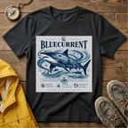 Bluecurrent Shark Graphic T‑Shirt — Vintage Ocean Surf Design