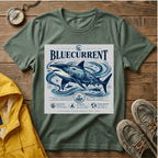 Bluecurrent Shark Graphic T‑Shirt — Vintage Ocean Surf Design