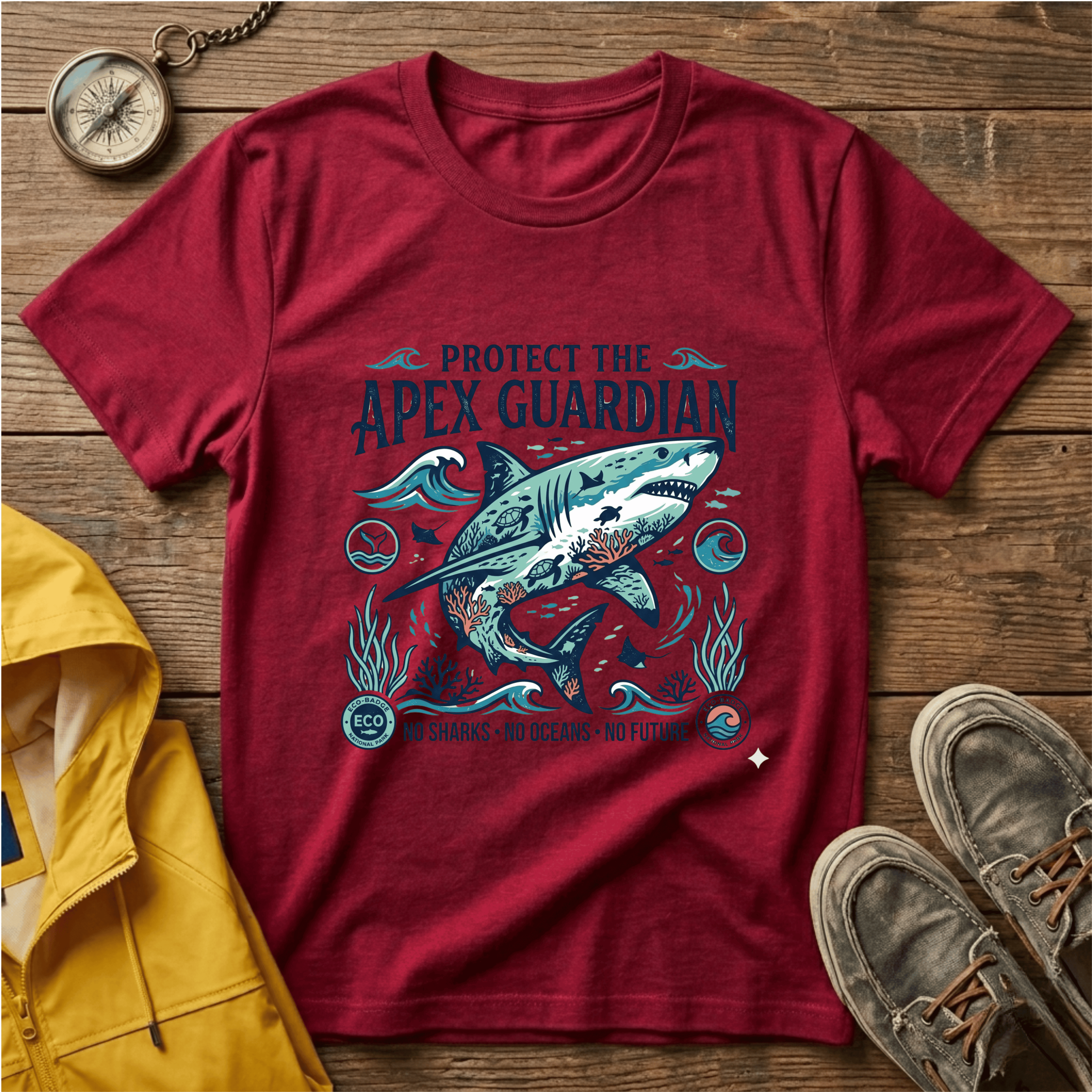 Apex Guardian Great White Shark T-Shirt — Protect the Ocean Marine Conservation Tee