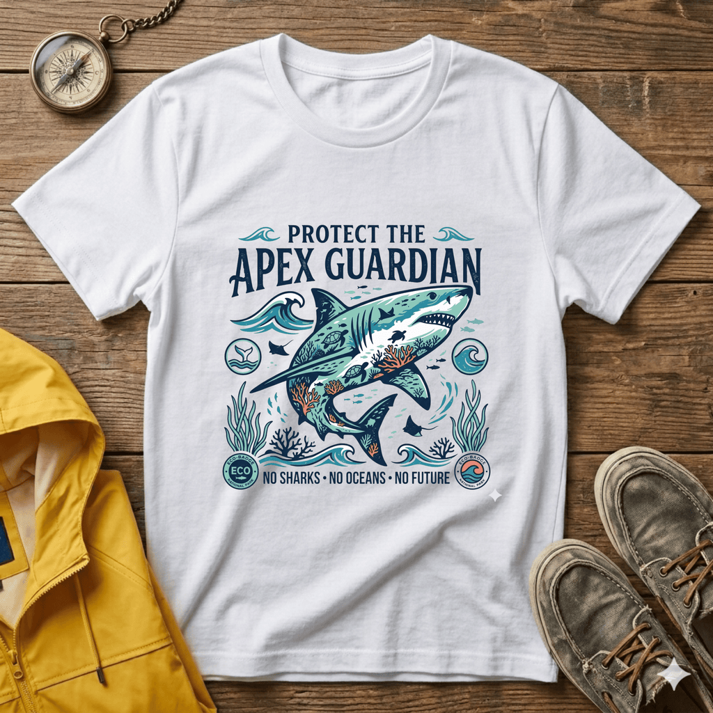 Apex Guardian Great White Shark T-Shirt — Protect the Ocean Marine Conservation Tee