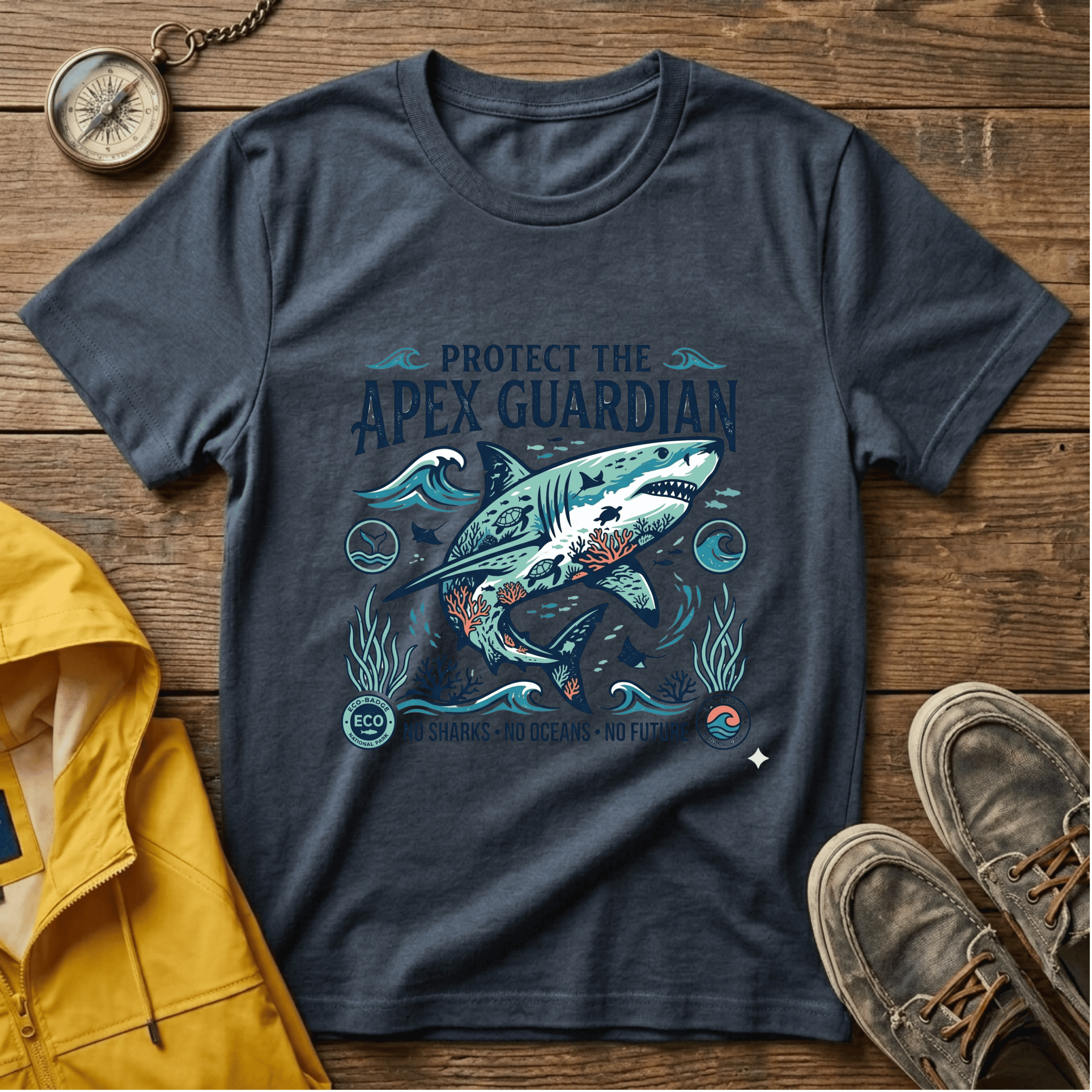 Apex Guardian Great White Shark T-Shirt — Protect the Ocean Marine Conservation Tee