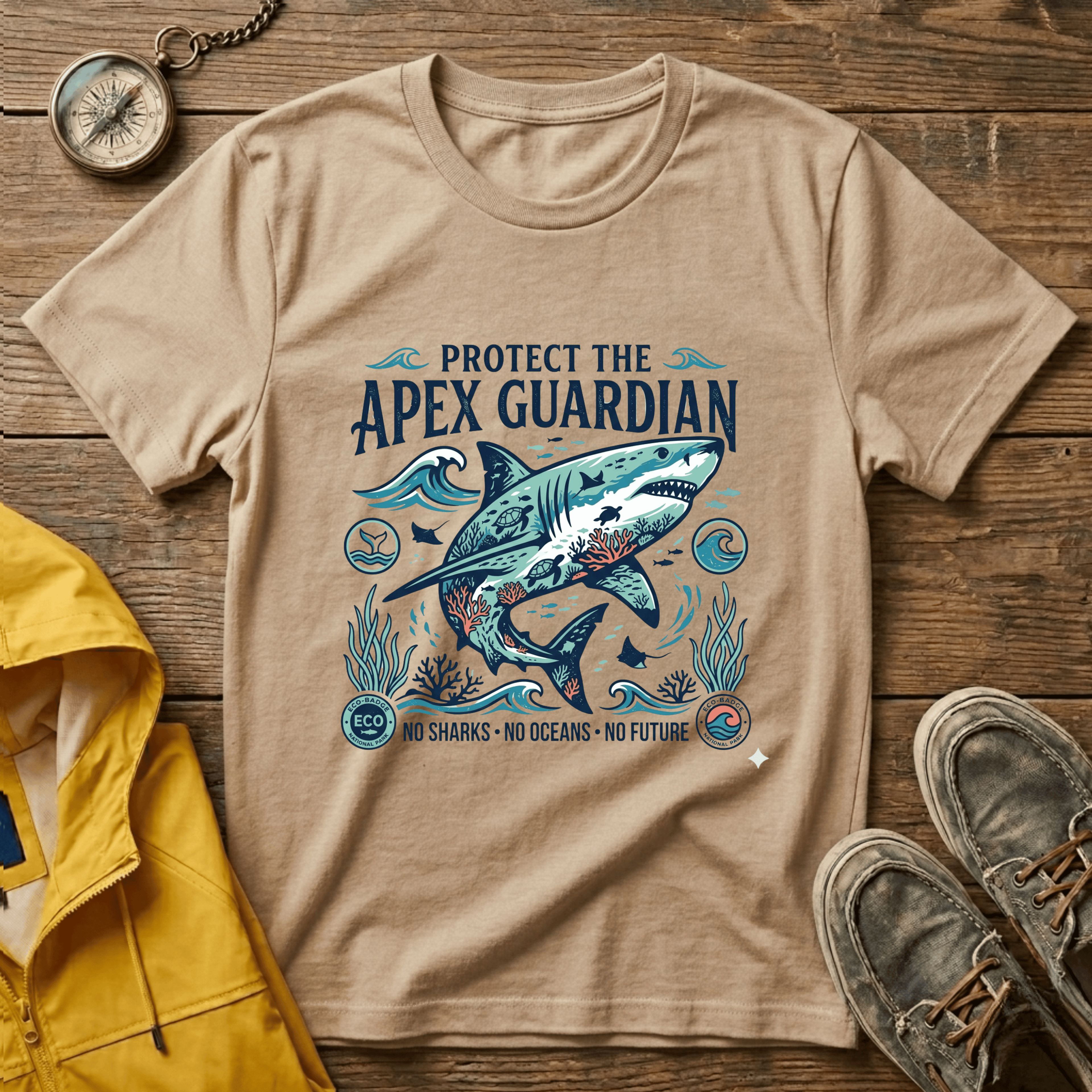 Apex Guardian Great White Shark T-Shirt — Protect the Ocean Marine Conservation Tee