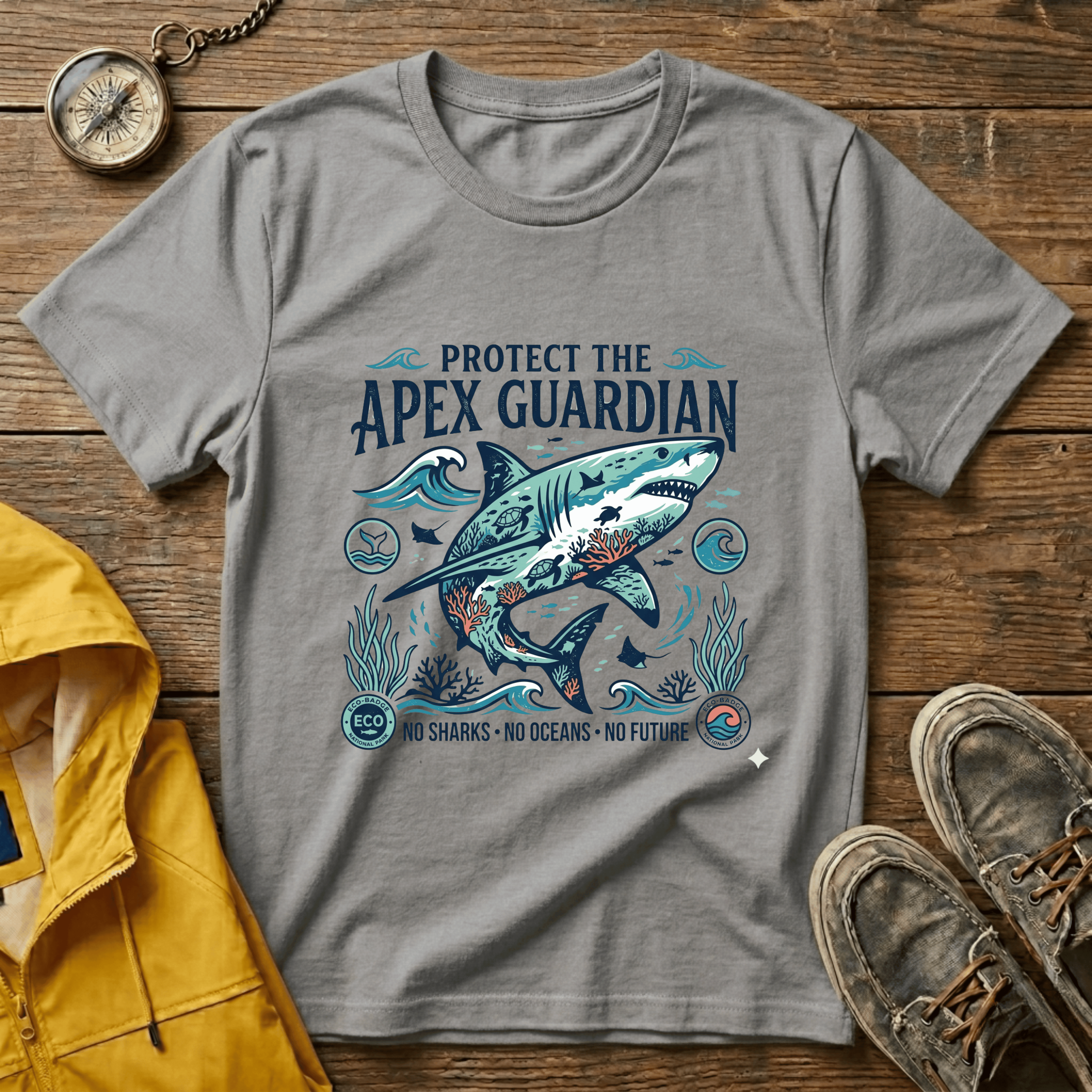 Apex Guardian Great White Shark T-Shirt — Protect the Ocean Marine Conservation Tee