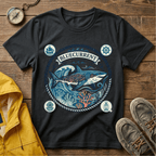 Shark Nautical Graphic T-Shirt — "Bluecurrent" Ocean Adventure Tee