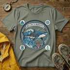 Shark Nautical Graphic T-Shirt — "Bluecurrent" Ocean Adventure Tee