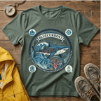 Shark Nautical Graphic T-Shirt — "Bluecurrent" Ocean Adventure Tee