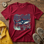 Blue Current Shark Graphic T-Shirt — Ocean Waves & Coral Adventure
